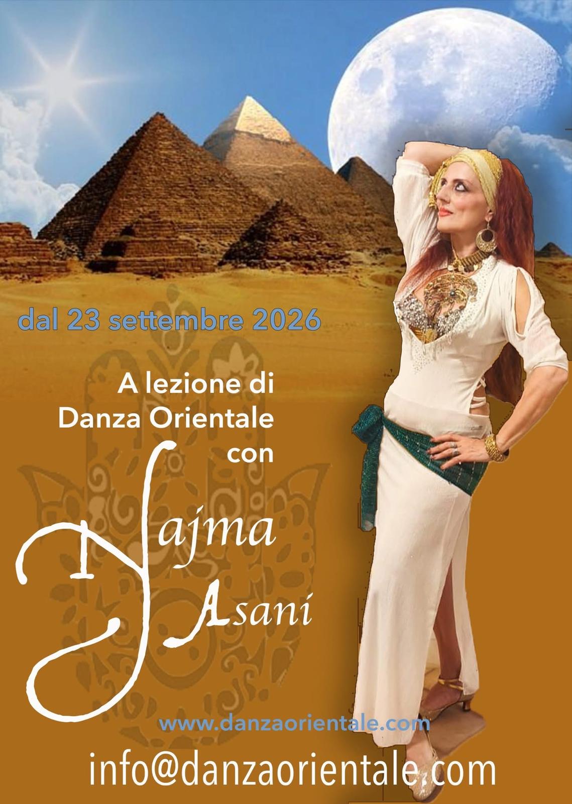 Najma Asani – locandina dei corsi di danza orientale dal 23 settembre 2026 su danzaorientale.com
